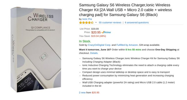 Fotografía - [Trato Alerta] Galaxy S6 Wireless Pad de carga y adaptador de corriente 2A Sólo $ 10,47 (50% de descuento) Con código de cupón